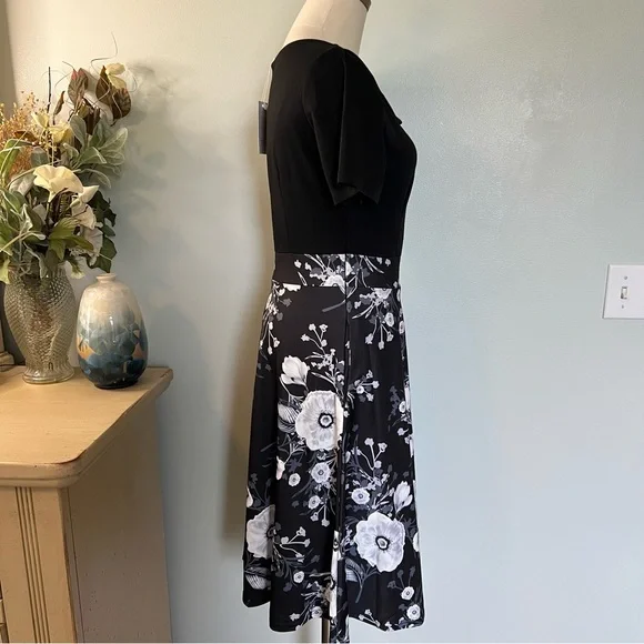 HELYO Classics, Women's Elegant Vintage Casual Floral Print Dress w/Pockets, SzM - Picture 4 of 11